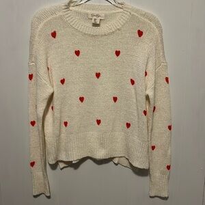 Sweet heart crewneck sweater creamy lightweight womens size small